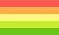 Redesign by sunshinepride. Red stripe for self-love & acceptance, Orange stripe for attraction to women, Yellow stripe for nonbinary love, Lighter green stripe for attraction to nonbinary people, and Green stripe for loyalty & strength.